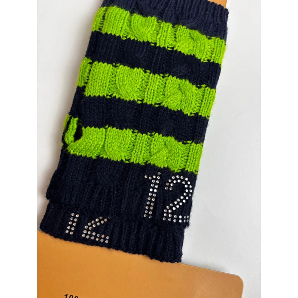 Seattle Seahawks Women's Billie's Black Lime Green Striped Gloves One Size